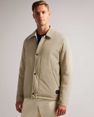 Brown Tan Ted Baker Talacre Showerproof Wadded Coach Jacket Jackets | US0000241