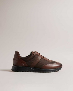 Brown Ted Baker Marckus Leather Light Sole Sneakers | US0002177