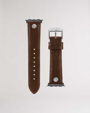 Brown Ted Baker Tether Brown Leather Apple Watch Strap | US0001943