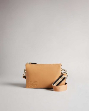 Camel Ted Baker Darceyy Branded Webbing Crossbody Bag | US0001344