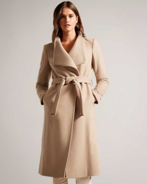 Camel Ted Baker Rose Wool Wrap Coat Coats | US0000195