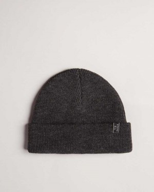 Charcoal Ted Baker Benit Knitted Beanie Hats | US0001729