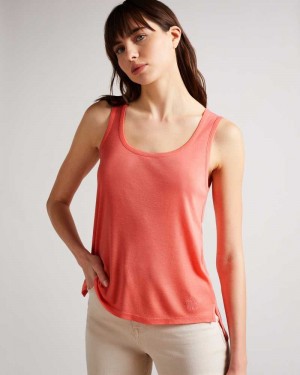 Coral Ted Baker Derien Easy Fit Jersey Tank | US0000913