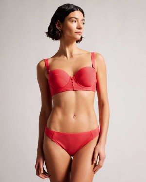 Coral Ted Baker Santine Balconette Bikini Top With Button Details | US0000847