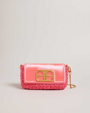 Coral Ted Baker Tikyra Satin Crochet Crossbody Bag | US0001363