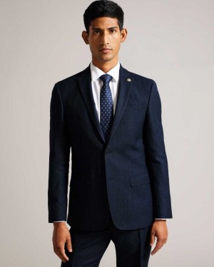 Dark Blue Ted Baker Andessj Pure Wool Slim Fit Suit Jacket | US0000750