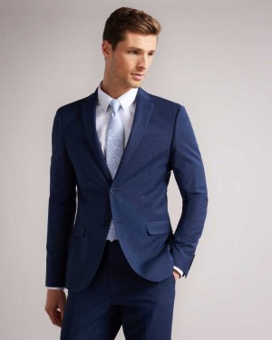 Dark Blue Ted Baker Sinjjs Slim Fit Plain Suit Jacket | US0000722