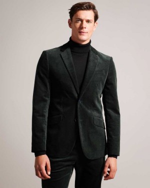 Dark Green Ted Baker Durhamj Corduroy Suit Jacket Jackets | US0000253