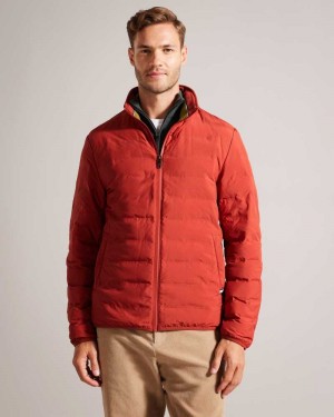 Dark Orange Ted Baker Tucson Slim Quilt Puffer Jacket Jackets | US0000273