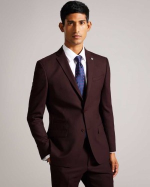 Dark Red Ted Baker Keelsj Slim Fit Wool Blend Suit Jacket Jackets | US0000256