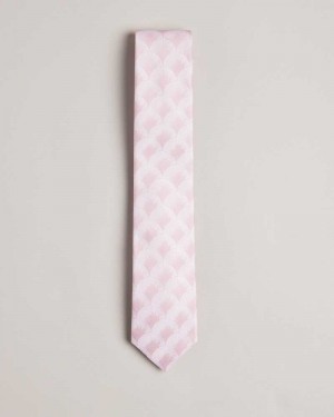 Dusky Pink Ted Baker Herro Fan Jacquard Tie | US0002015