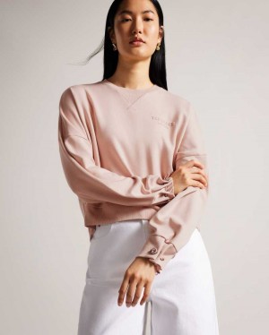 Dusky Pink Ted Baker Orietta Sweatshirt With Pleat Detail | US0000960