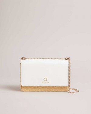 Ecru Ted Baker Magdie Magnolia Eyelet Woven Crossbody Bag | US0001310