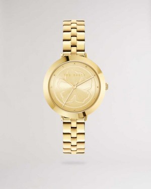 Gold Colour Ted Baker Ammiee Magnolia Dial Bracelet Watch | US0002032