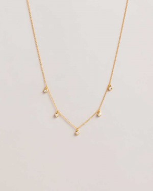 Gold Colour Ted Baker Clemmee Crystal Droplet Necklace Necklace | US0001848