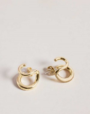 Gold Colour Ted Baker Hennriy Double Hoop Earrings Earrings | US0001819