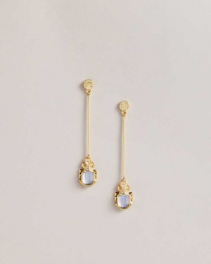 Gold Colour Ted Baker Lenniee Love Bug Crystal Drop Earrings Earrings | US0001810