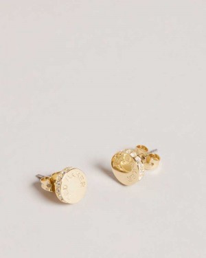 Gold Colour Ted Baker Seesay Sparkle Logo Stud Earrings Earrings | US0001798