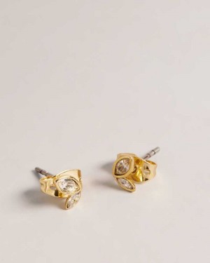 Gold Colour Ted Baker Sereno Butterfly Crystal Nano Stud Earrings Earrings | US0001837