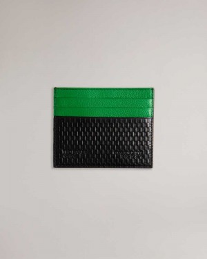 Green Ted Baker Dirk Textured Leather Card Holder Cardholders | US0001401