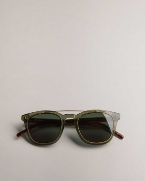 Green Ted Baker Ediison Classic Wire Detail Sunglasses | US0001989