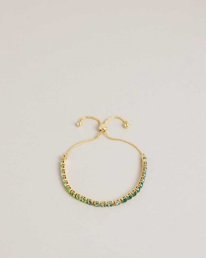 Green Ted Baker Melrah Crystal Drawstring Bracelet Bracelets | US0001749