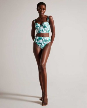 Green Ted Baker Orellaa Floral High Waisted Bikini Bottom | US0000817