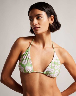 Green Ted Baker Raela Reversible Poppy Print Bikini Top | US0000832