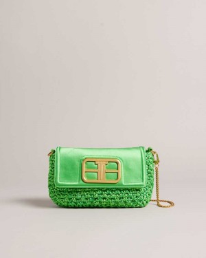 Green Ted Baker Tikyra Satin Crochet Crossbody Bag | US0001357