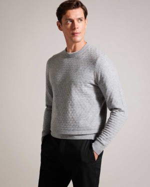 Grey Marl Ted Baker Loung Long Sleeve T Knit Jumper | US0000317