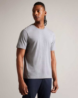 Grey Marl Ted Baker Tywinn Short Sleeve Regular Fit Plain T-shirt | US0000925