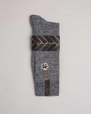 Grey Ted Baker Boelow Flower Embroidery Socks | US0001929