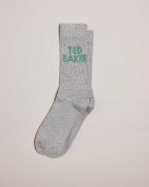 Grey Ted Baker Bransk Branded Socks | US0001936