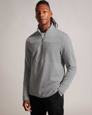 Grey Ted Baker Gazine Long Sleeve Half Zip Pullover | US0000316