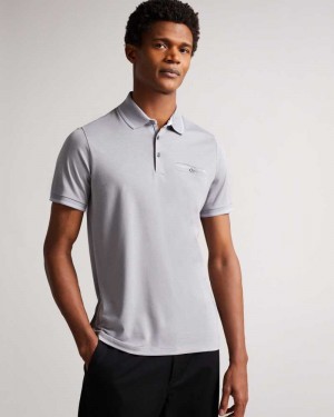 Grey Ted Baker Tortila Polo Shirt With Striped Details | US0001022