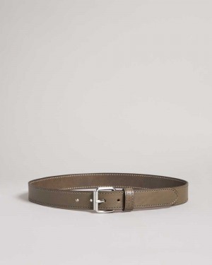 Grey Ted Baker Turnr Stitched Leather Belt | US0001610