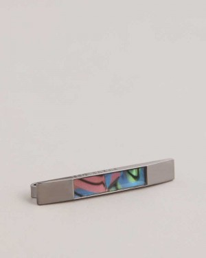 Gunmetal Colour Ted Baker Presbar Marbled Tie Bar | US0001678