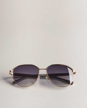 Gunmetal Ted Baker Sarya Classic Round Frame Sunglasses | US0001977