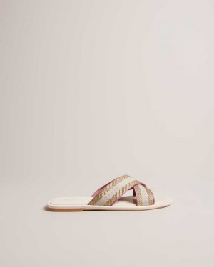 Ivory Ted Baker Ashika Webbing Strap Sandals | US0002129