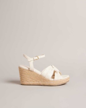 Ivory Ted Baker Carda Knotted Wedge Espadrille Sandals | US0002133