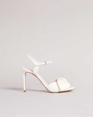 Ivory Ted Baker Heevia Moire Satin Bow Heeled Sandals | US0002137