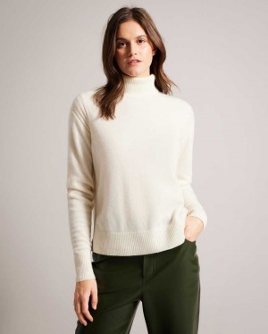 Ivory Ted Baker Ruthell Organic Cashmere Roll Neck Jumper | US0000380