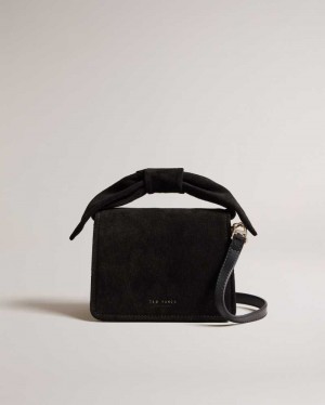 Jet Black Ted Baker Niyah Soft Knot Bow Mini Cross Body Bag | US0001282