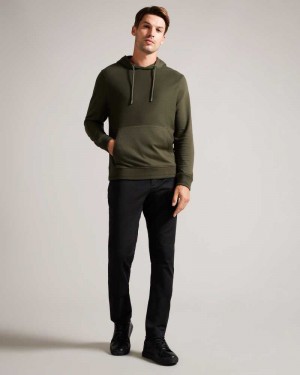 Khaki Ted Baker Ellja Long Sleeve Cotton Twill Hoodie | US0000988