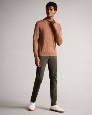 Khaki Ted Baker Genay Slim Chinos Chinos | US0001186