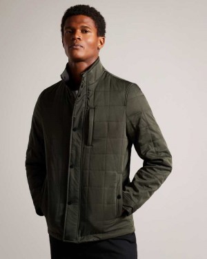 Khaki Ted Baker Humber Quilted Jacket Jackets | US0000277