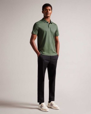 Khaki Ted Baker Zeiter Short Sleeve Slim Fit Polo Shirt | US0000558