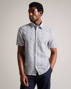 Light Blue Ted Baker Laghy Short Sleeve Greenhouse Shirt | US0000594