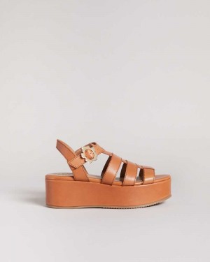 Light Brown Ted Baker Ffayeta Leather Fisherman Platform Sandals | US0002125