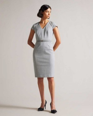 Light Grey Ted Baker Michahd Pencil dress | US0000773